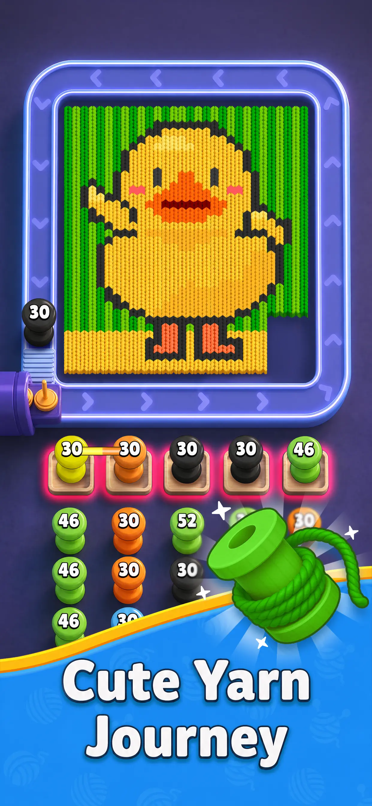 Cute Yarn Journey — chick pixel art level